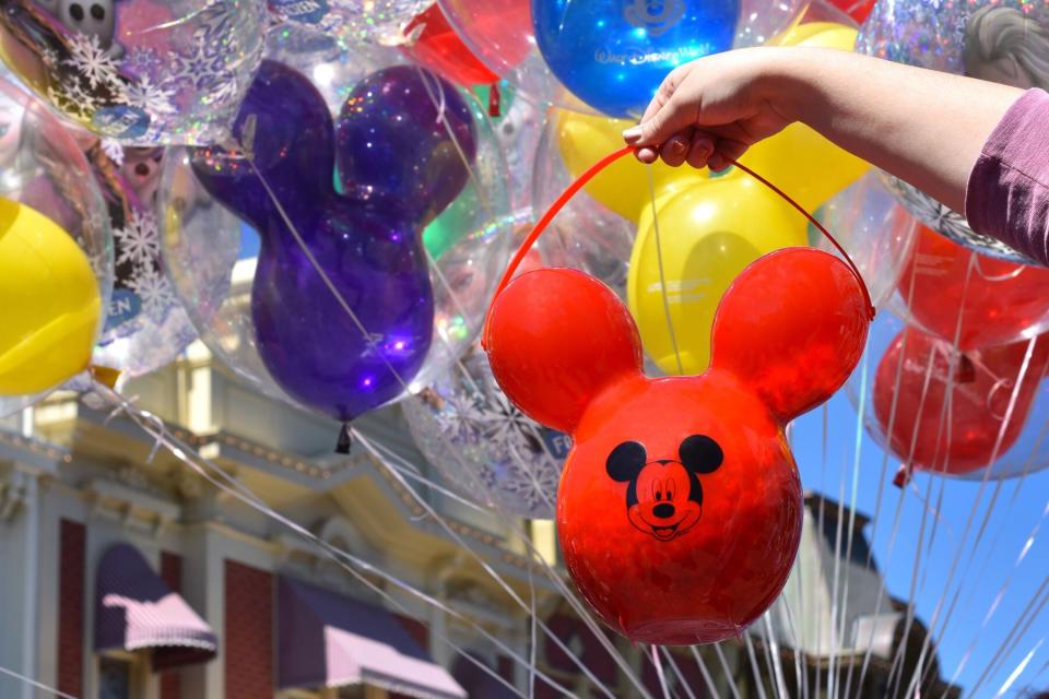 Walt Disney World's newest popcorn bucket at Magic Kingdom, Mickey shaped balloon inspired