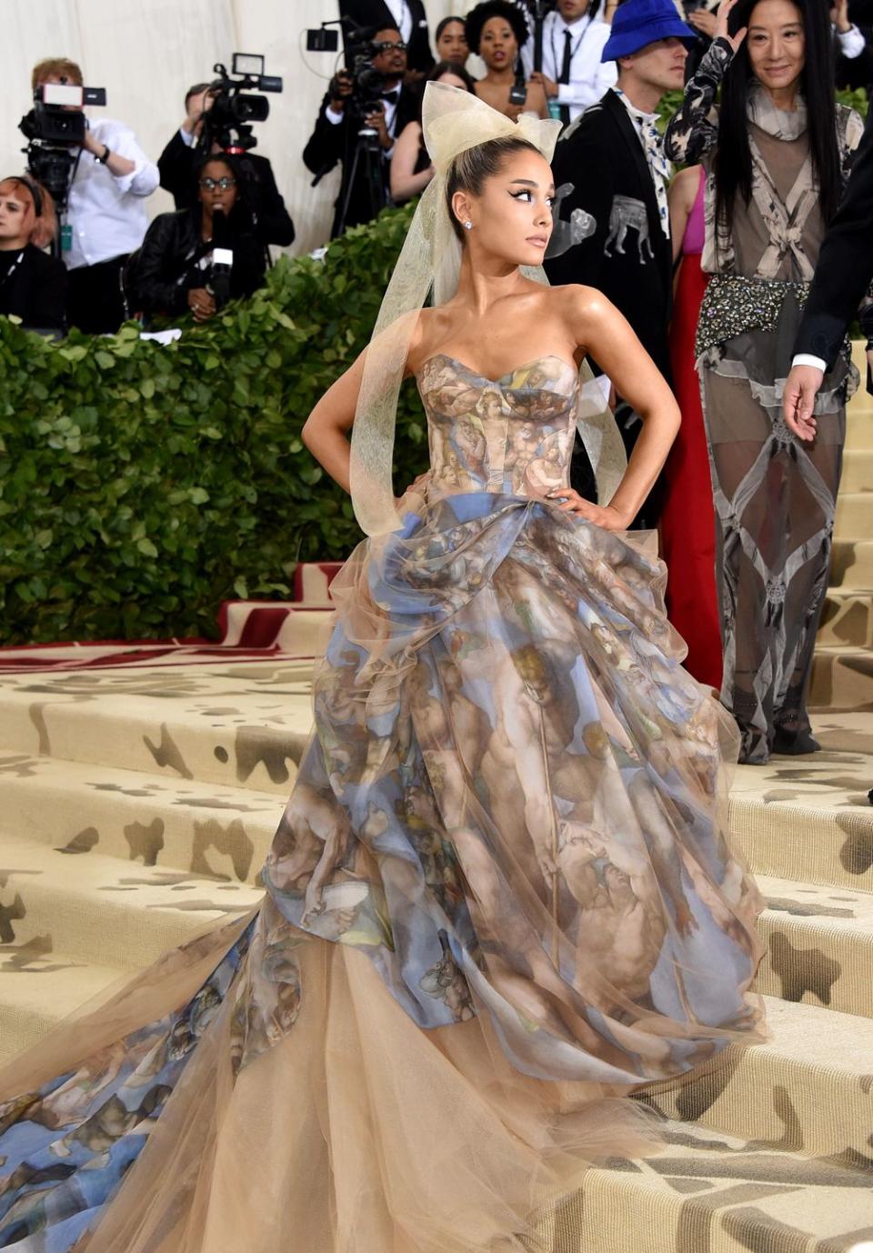 new york, ny may 07 ariana grande attends the heavenly bodies fashion the catholic imagination costume institute gala at the metropolitan museum of art on may 7, 2018 in new york city photo by john shearergetty images for the hollywood reporter