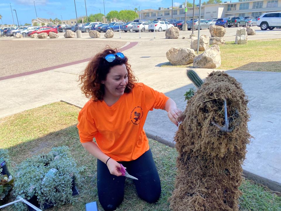 Autumn Scrimpsher, 24, works on a living sculpture of a ghost shrimp for her sculpture and fabrication class at Texas A&amp;M University-Corpus Christi on Thursday, April 28, 2022.