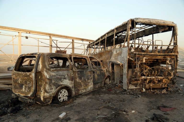 Bodies were charred and vehicles burnt out in the attack near the southern Iraqi city of Nasiriyah on September 14, 2017