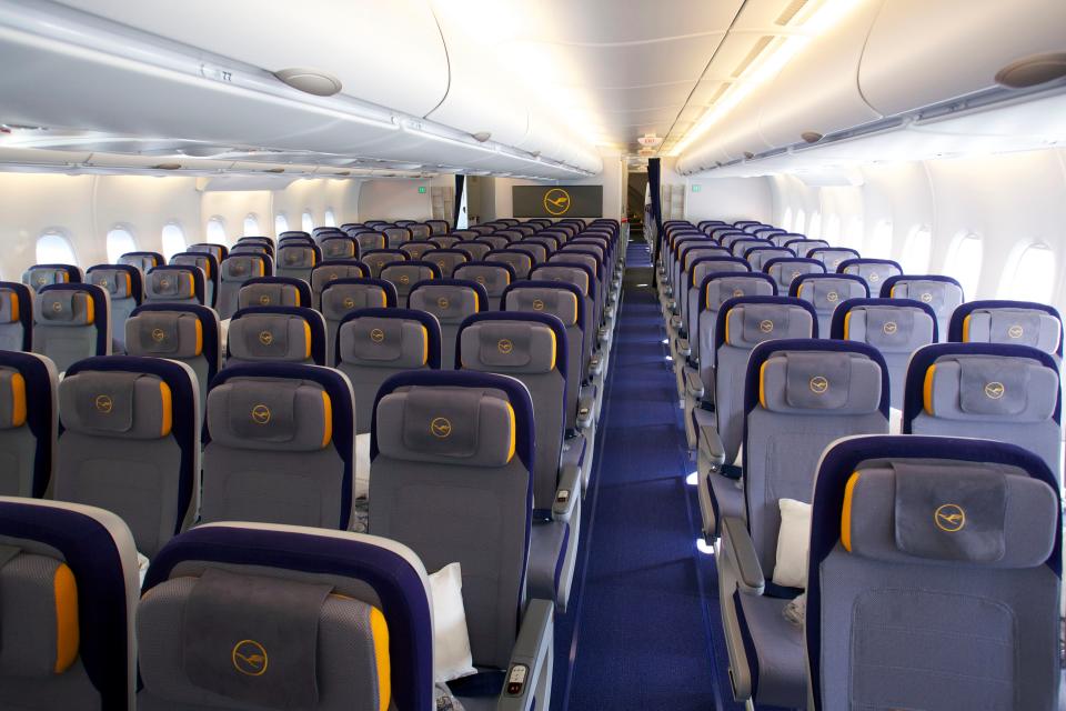 Inside the cabin of the A380.