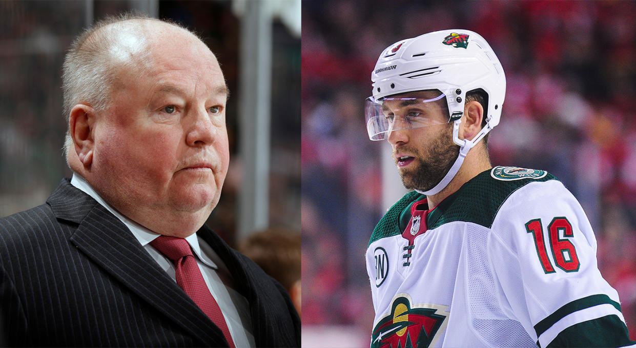 After his postgame comments on Thursday blew up online, Jason Zucker of the Minnesota Wild is sorry for unintentionally singling out his head coach Bruce Boudreau. (Getty Images)