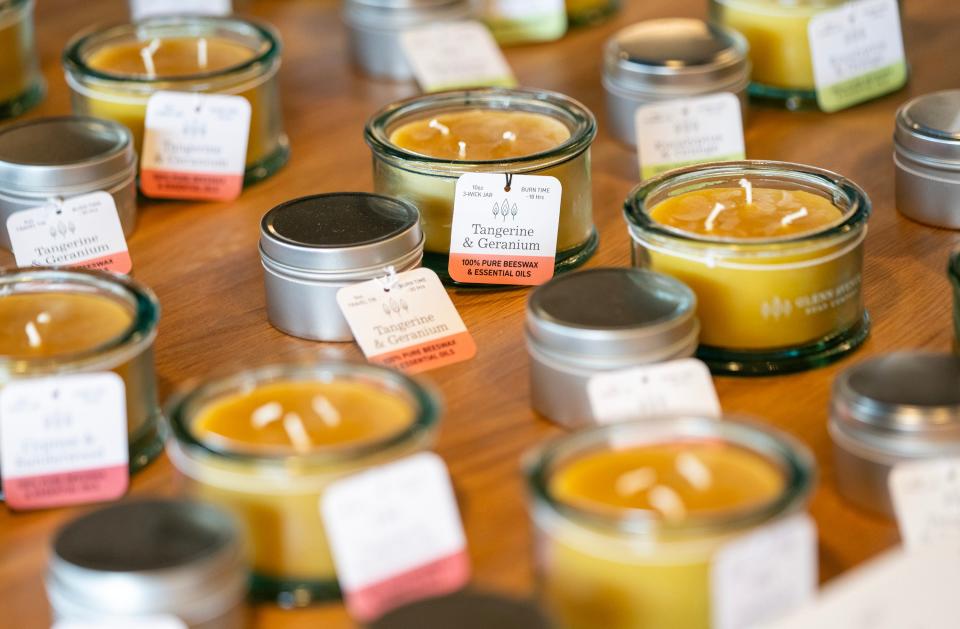 Pure Beeswax Candles made in-house by the Glenn Avenue Soap Company in Grandview Heights.