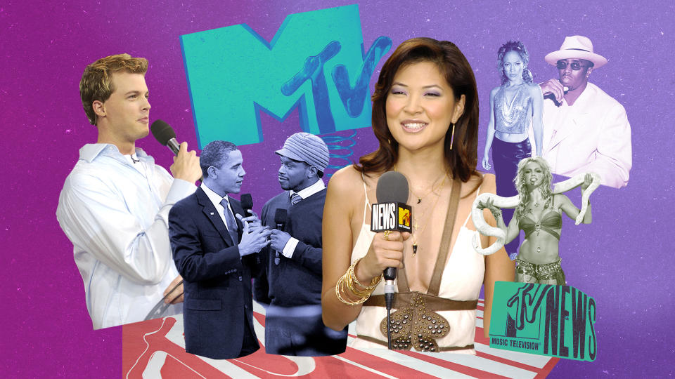 MTV News encompassed culture, politics and other issues that affected young people. (Illustration: Aisha Yousaf for Yahoo/Photo: Getty Images)