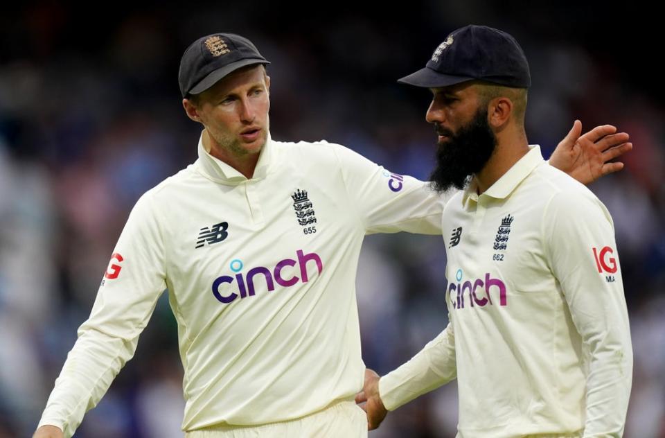 Joe Root, left, had warm words for Moeen Ali, who has announced his retirement from Test cricket (Zac Goodwin/PA) (PA Wire)