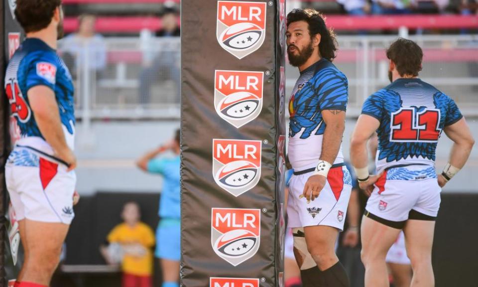 Former All Black Rene Ranger speaks to Raptors team-mates during the match against the San Diego Legion in Las Vegas in February 2020.