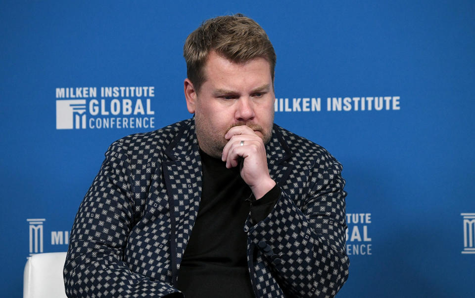 BEVERLY HILLS, CA - APRIL 30:  James Corden, Host, The Late Late Show, participates in a panel discussion during the annual Milken Institute Global Conference at The Beverly Hilton Hotel on April 30, 2019 in Beverly Hills, California.  (Photo by Michael Kovac/Getty Images)