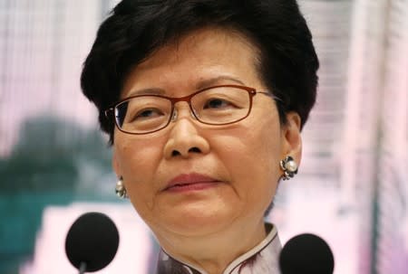 Hong Kong Chief Executive Carrie Lam attends a news conference in Hong Kong