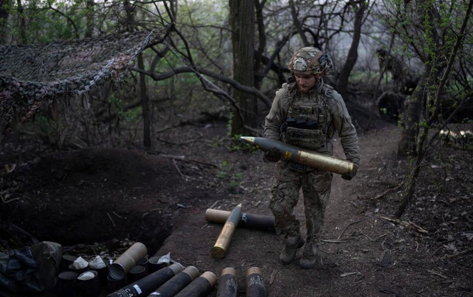 A Ukrainian serviceman from Azov brigade on the front line in the Donetsk region