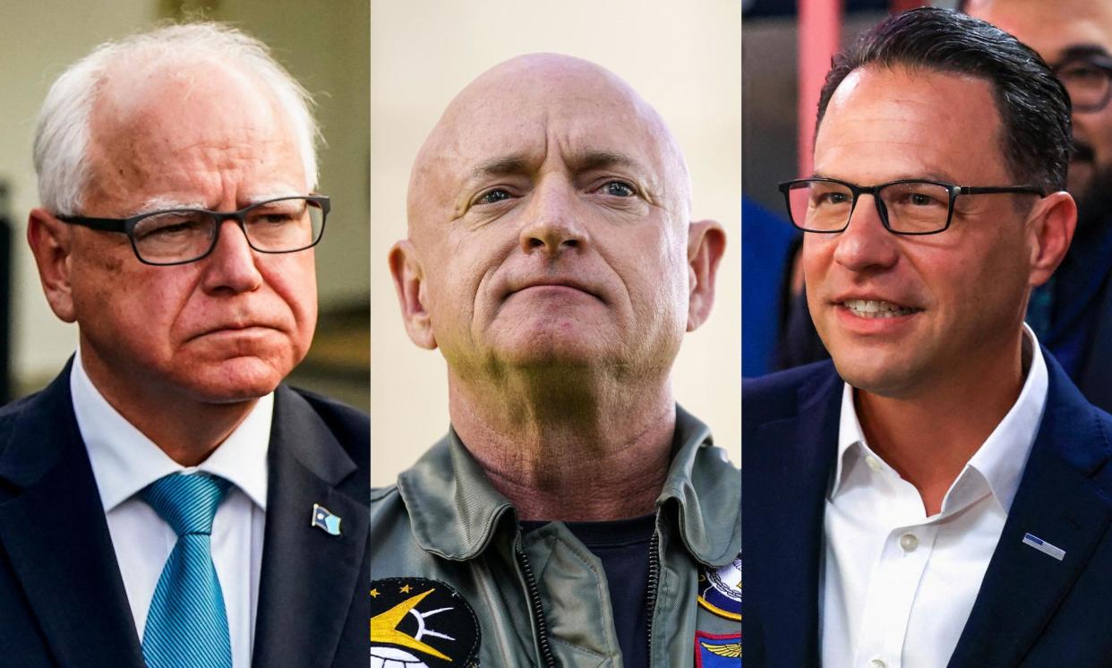 <span>Tim Walz, Mark Kelly and Josh Shapiro are among the top contenders for Kamala Harris’s running mate.</span><span>Composite: Reuters, AP</span>