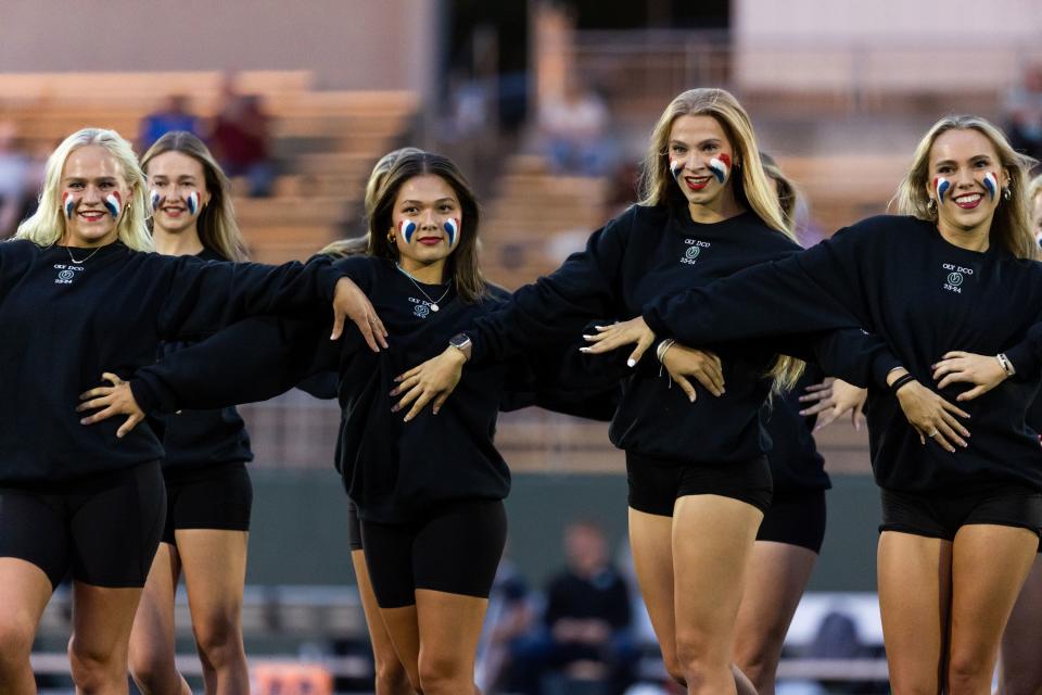 Olympus’s dance team performs at half-time at their football game against Provo at Olympus High School in Holladay on Friday, Aug. 18, 2023. | Megan Nielsen, Deseret News