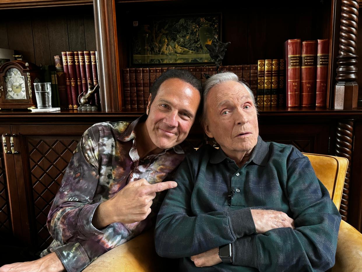 Muscian Marc Ribler and TV legend Dick Cavett. Ribler has just released the song, "Dick Cavett."