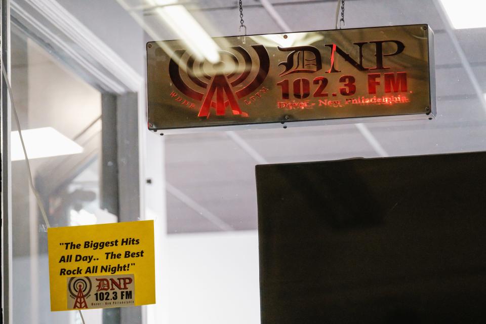 The WDNP sign can be seen from outside the studio windows.