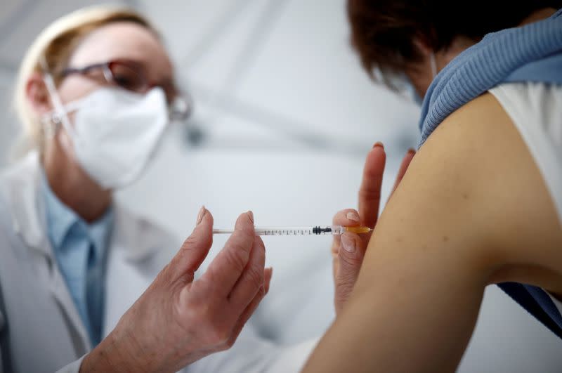 FILE PHOTO: Coronavirus disease (COVID-19) vaccination in La Baule, France
