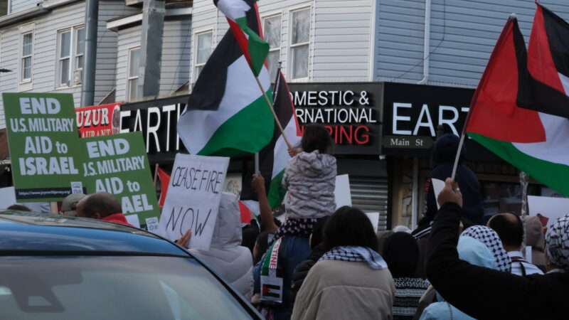 Protesters at the “Emergency Rally for Gaza” in Paterson, New Jersey.