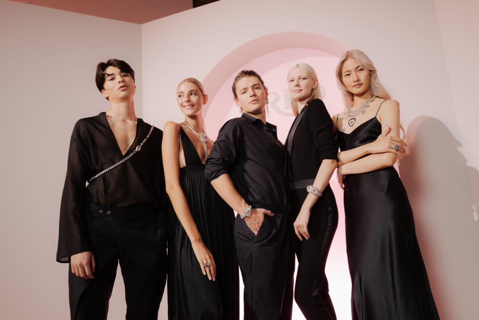 Models wearing the “Monsieur Fred Inner Light” <a href="https://wwd.com/tag/high-jewelry/" rel="nofollow noopener" target="_blank" data-ylk="slk:high jewelry;elm:context_link;itc:0;sec:content-canvas" class="link ">high jewelry</a> collection.