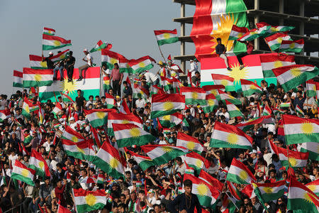 Kurds celebrate to show their support for the upcoming September 25th independence referendum in Erbil, Iraq September 22, 2017. REUTERS/Ahmed Jadallah