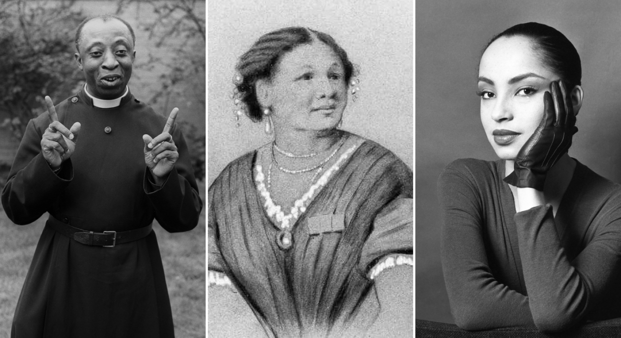 From left to right: Bishop Wilfred Wood, Mary Seacole, Sade Adu. These are just a few of many Black British historical figures who have made a huge impact on the UK. (Getty Images)