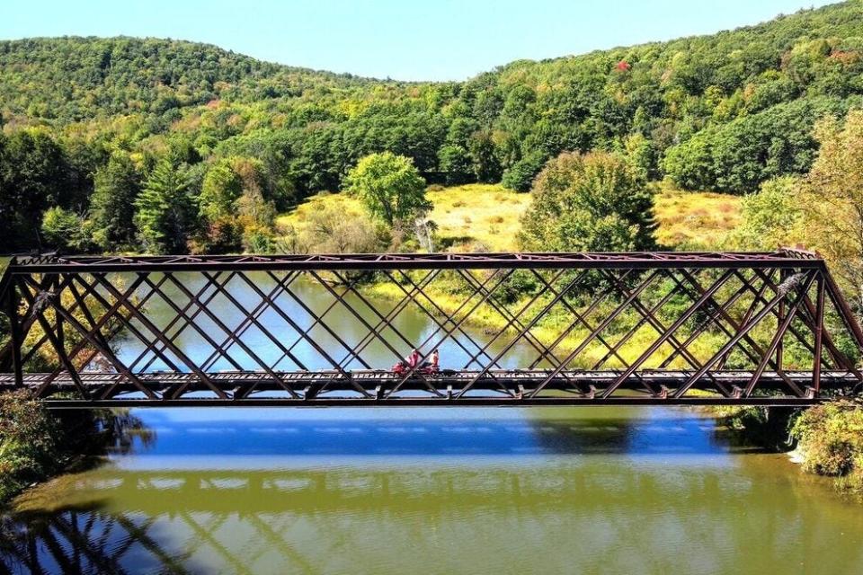 A pedal rail from Rail Explorers USA offers a unique way to experience the scenery in Cooperstown