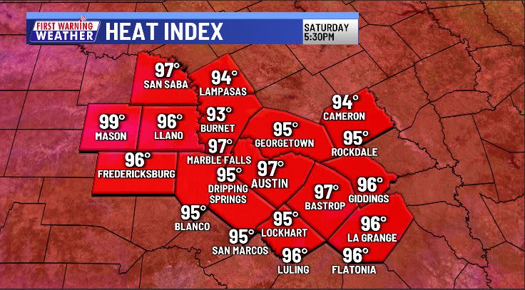 <em>A day with some heat index readings approaching 100°</em>