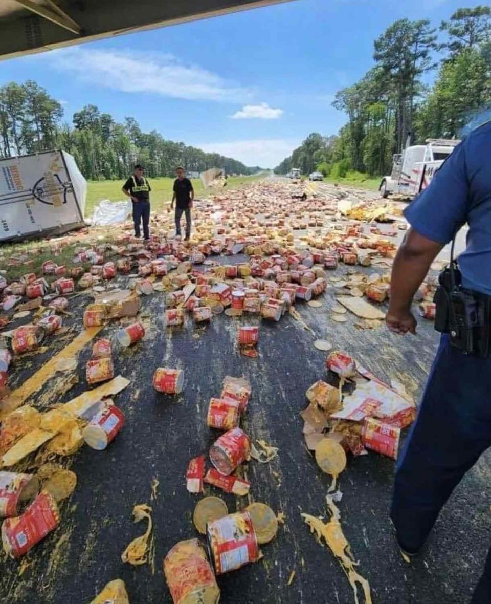 <p>ARDOT</p> Massive Nacho Cheese Spill Stalls Traffic on Arkansas Highway