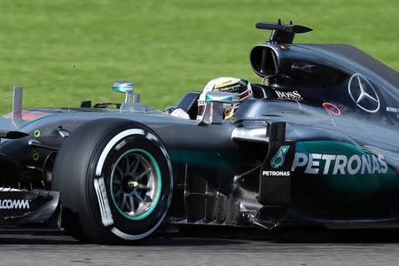 Belgium Formula One - F1 - Belgian Grand Prix 2016 - Francorchamps, Belgium - 27/8/16 - Mercedes' Lewis Hamilton of Britain during the final practice session. REUTERS/Yves Herman