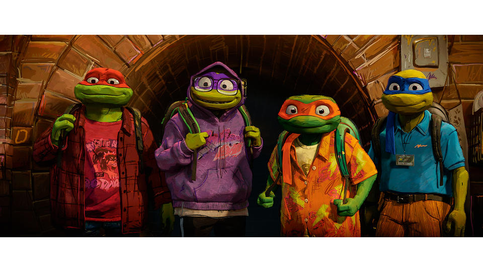 Still of the teenage mutant ninja turtles from Teenage Mutant Ninja Turtles: Mutant Mayhem