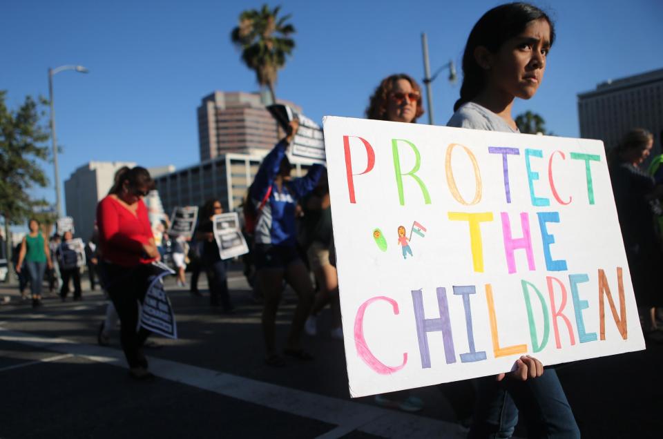 Protestors march against the separation of migrant children from their families: Mario Tama/Getty Images