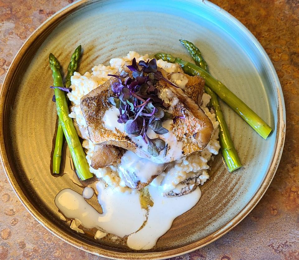 Red snapper over risotto ($30) at Shabo's Bistro.