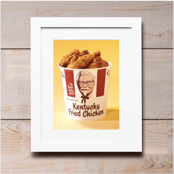 Buy the <a href="https://www.kfclimited.com/ProductDetail.aspx?did=28027&amp;pid=220465&amp;logoid=0" target="_blank">chicken bucket framed print</a> for $80.&nbsp;