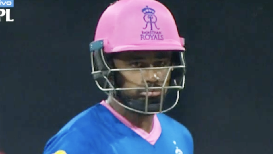 Rajasthan Royals captain Sanju Samson sent teammate Chris Morris back for the final ball in a hotly debated move. Picture: IPL