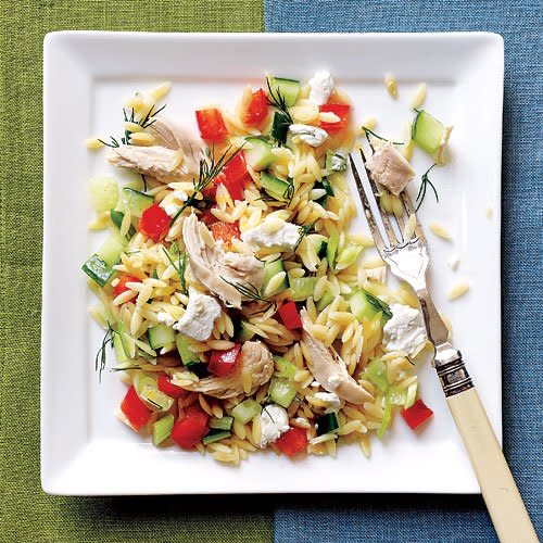 Lemony Orzo-Veggie Salad with Chicken