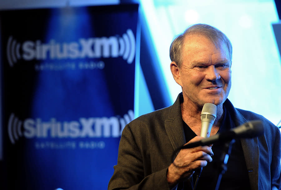 Glen Campbell performs on SiriusXM’s Elvis Radio and Outlaw Country channels in SiriusXM’s Nashville studio on Sept. 19, 2011 in Nashville.