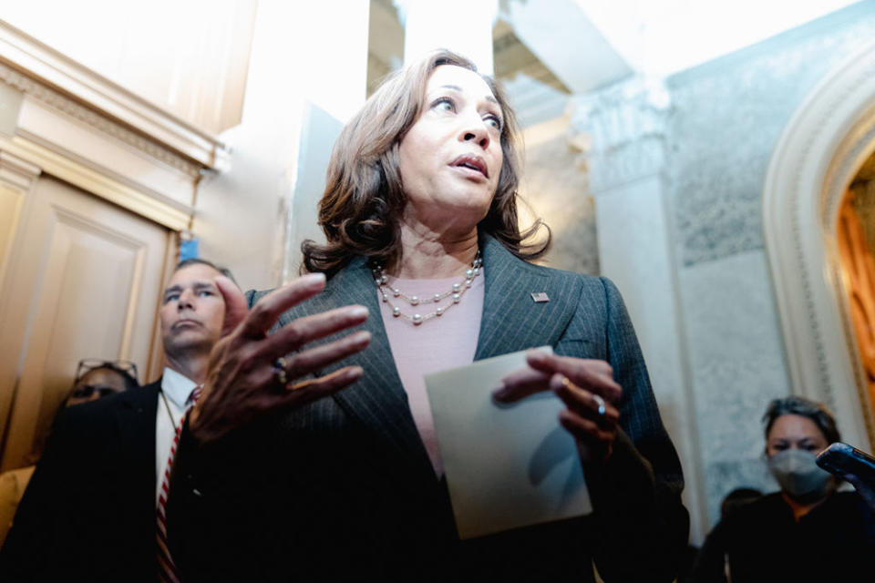 Vice President Kamala Harris has cast 26 tie-breaking votes over the past two years, including one on the Inflation Reduction Act last August. (Getty Images)