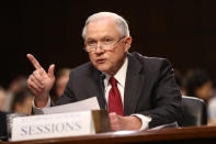 <p>Jeff Sessions, U.S. attorney general, speaks during a Senate Intelligence Committee hearing with U.S. Attorney General Jeff Sessions in Washington, D.C., U.S., on Tuesday, June 13, 2017. (Photo: Andrew Harrer/Bloomberg via Getty Images) </p>