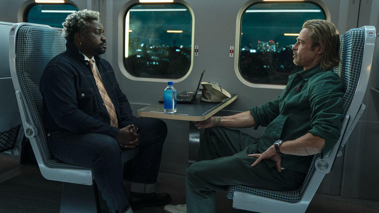 Brian Tyree Henry and Brad Pitt star in Bullet Train.
