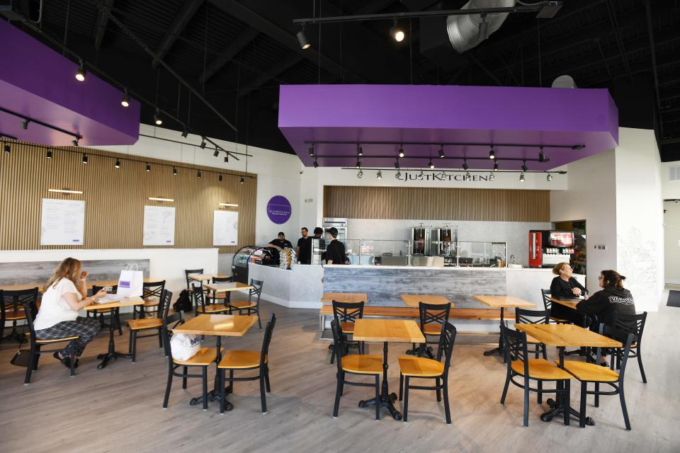 The dining room of Just Kitchen Jax, a new fast-casual Mediterranean restaurant that opened April 11 at 13423 Beach Blvd.