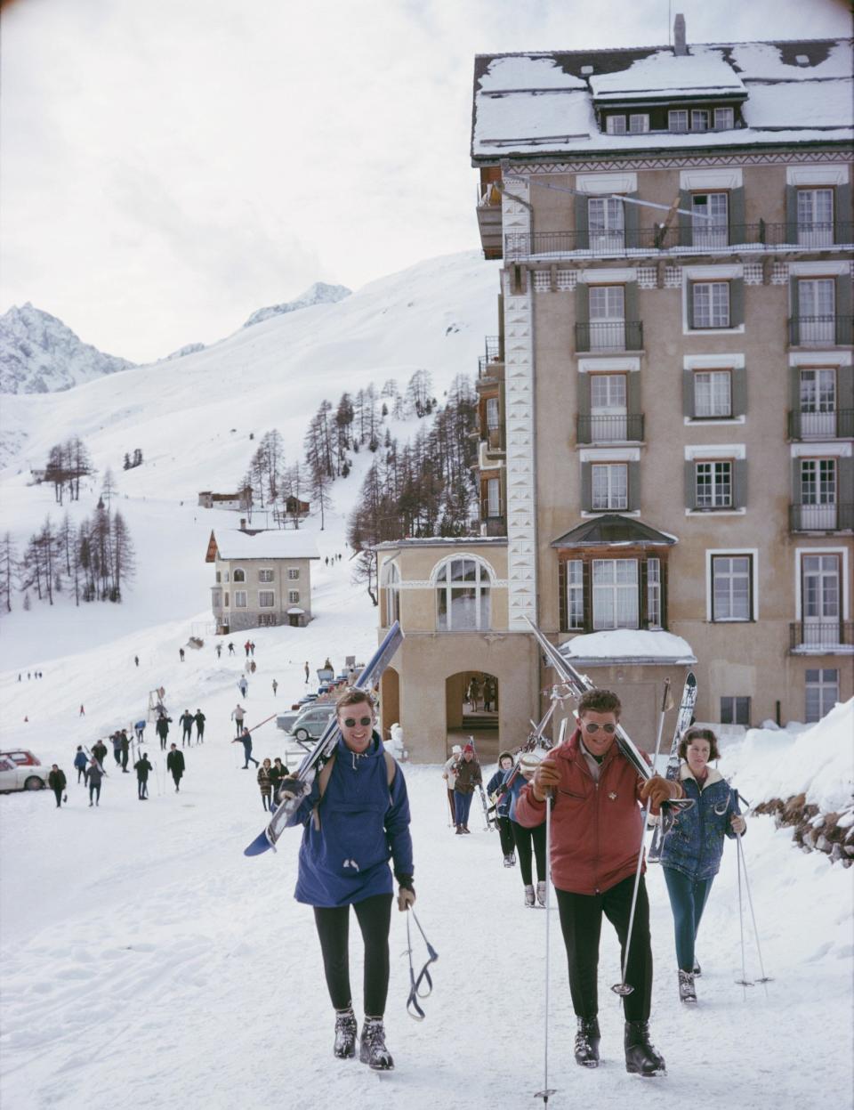 St Moritz skiers in 1963