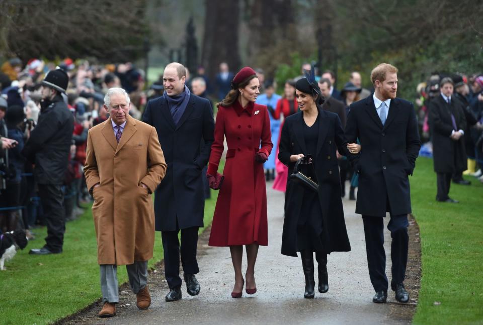 meghan markle and prince harry at christmas with the royals in 2018