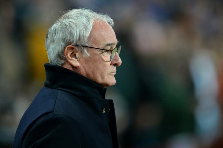 Leicester City's Italian manager Claudio Ranieri watches his players warm up during the match against Aston Villa in Birmingham, England on January 16, 2016