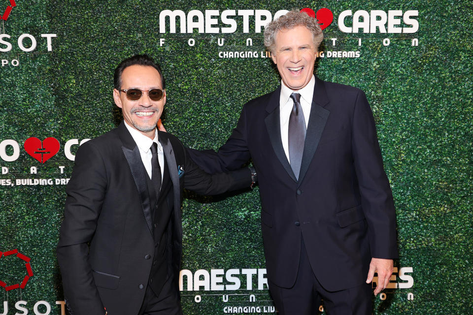 <p>Marc Anthony and Will Ferrell share a laugh at the 2021 Maestro Cares Gala at Cipriani Wall Street in N.Y.C. on Dec. 7. </p>