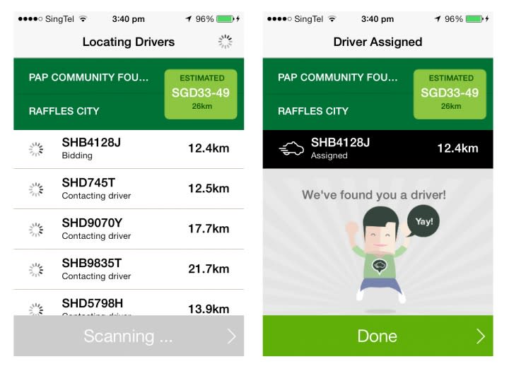 grabtaxi singapore, a taxi booking app