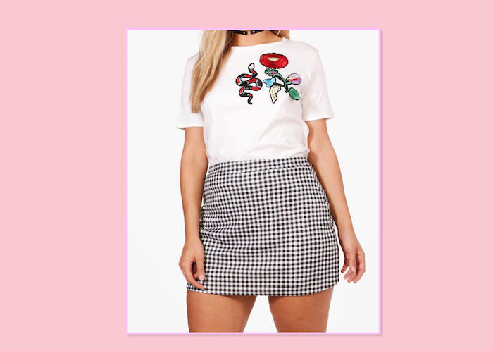 <p>There is no better time for a leg-baring miniskirt than in the warm summer weather. Go for one in a fun print like gingham or a metallic mini to make a real statement this season. Plus Yasmine Gingham Skort, $30, <a rel="nofollow noopener" href="http://us.boohoo.com/plus-yasmin-gingham-skort/PZZ87925.html?color=144" target="_blank" data-ylk="slk:Boohoo;elm:context_link;itc:0;sec:content-canvas" class="link ">Boohoo </a> </p>