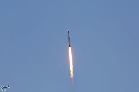 Simorgh rocket is launched and tested at the Imam Khomeini Space Centre, Iran, in this handout photo released by Tasnim News Agency on July 27, 2017. Tasnim News Agency/Handout via REUTERS