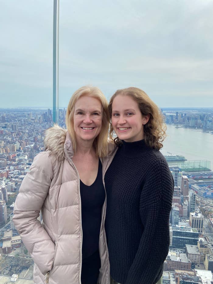 The author on a viewing platform with her mom during one of her New York visits (April 2023)