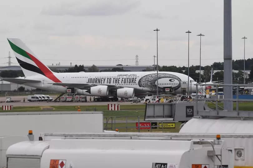 Emirates A380 aircraft on the tarmac at Birmingham Airport -Credit:Darren Quinton / BirminghamLive