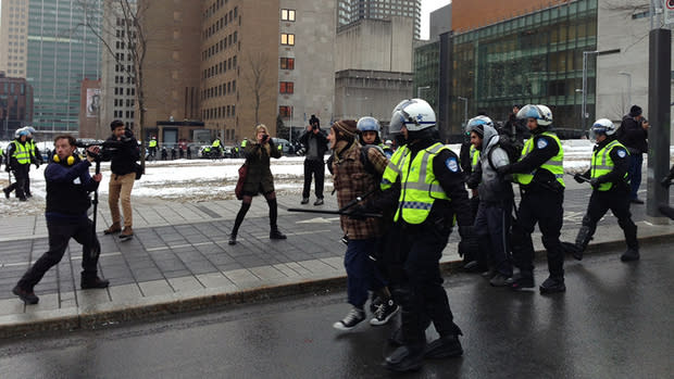 Police had already started to make arrests in downtown Montreal shortly after the protest started.