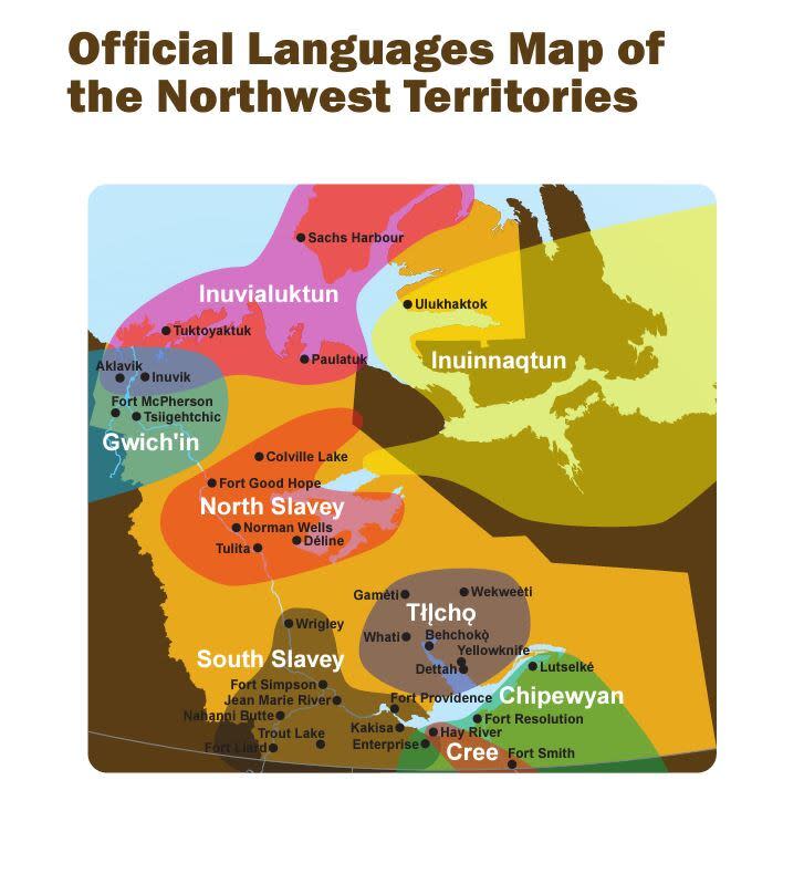 The official languages map of the N.W.T. from Gauthier's annual report. 