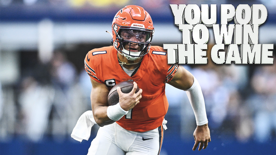 Oct 30, 2022; Arlington, Texas, USA; Chicago Bears quarterback Justin Fields (1) in action during the game between the Dallas Cowboys and the Chicago Bears at AT&T Stadium. Mandatory Credit: Jerome Miron-USA TODAY Sports