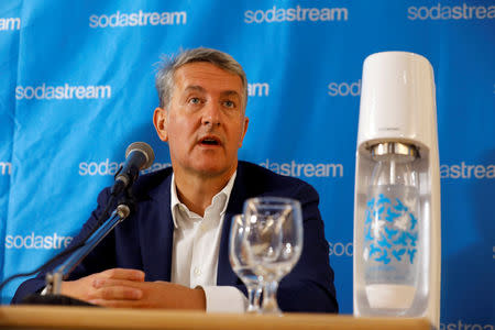 FILE PHOTO: Ramon Laguarta, Elected Chief Executive Officer of PepsiCo, speaks during a meeting with Daniel Birnbaum, CEO of SodaStream (not seen), in Tel Aviv, Israel, August 20, 2018. REUTERS/Amir Cohen/File Photo